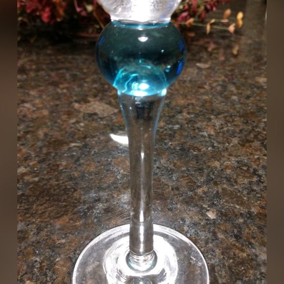 Set of Six Cosmo/Martini Teal/Blue Bubble Glasses-Unique - Picture 3 of 5